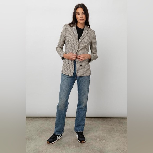 RAILS JAC BLAZER HONEY PLAID Houndstooth Double breasted  Blazer checkers Sz S - Picture 6 of 16